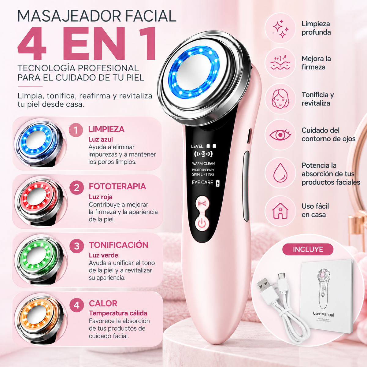 Multifuncional facial 4 en 1